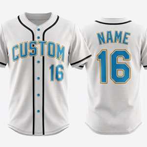 Camiseta de Béisbol Personalizada para Hombre, Manga Corta, Sublimada, Transpirable, de Poliéster, Uniforme Blanco, Verde Azulado, Azul Marino, con Estampado Geométrico - Product Image 6