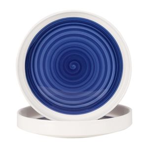 Set di Piatti da Cena in Ceramica Bianca e Blu da 12 Pollici, Adatti al Microonde e Lavabili in Lavastoviglie - Product Image 1