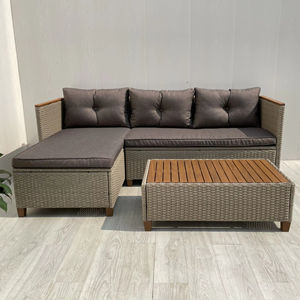 SF00080 Juego de Muebles de Jardín Modernos de Mimbre y Ratán con Estructura de Acero y Madera de Acacia, Cojines de Poliéster, para Villa, Dormitorio o Apartamento - Product Image 1