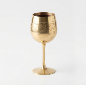 Gobelet à vin en laiton en forme de cloche, fait main, vintage, avec bordure dorée, verre sur pied en métal pour mariages et fêtes, verre à vin - Product Image 4