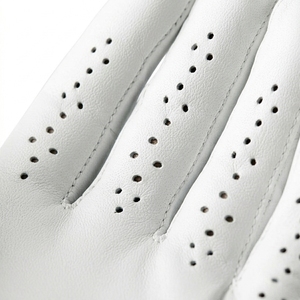 Gant de golf en cuir véritable respirant et léger de qualité supérieure, main gauche, unisexe, blanc et noir, design en maille, fermeture à enfiler - Product Image 5