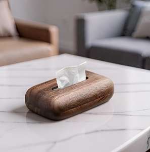 Boîte à mouchoirs décorative en bois, design classique, faite à la main, étanche, durable, avec ressort, pour la maison et la salle à manger - Product Image 3