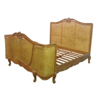 Cama de Ratán con Estructura de Madera de Caoba, Tamaño King, Fabricada en Indonesia para Muebles de Dormitorio de Estilo Americano