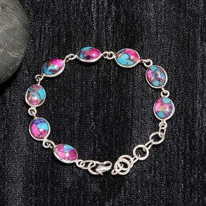 Women's <b>Bracelet</b> Natural Pink Spiny Oyster Turquoise Gemstone anniversary Christmas Gift Handmade Jewelry 925 Sterling <b>Silver</b> - Product Image 1