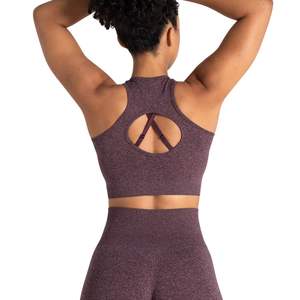 Custom Women Seamless High Neck Sports <b>Bra</b> Set Gym Fitness Yoga Workout Crop Top High Waist Leggings Activewear OEM Wholesale - Product Image 2
