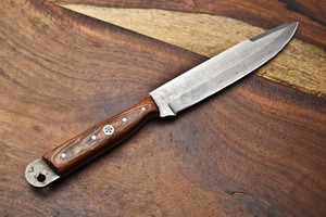 Cuchillo de Chef BA ENTERPRISES de Acero de Damasco Hecho a Mano, Hoja de 13 Pulgadas con Punta Caída, Mango de Madera, Borde Recto, Afilado, Ambidiestro, Industrial - Product Image 5