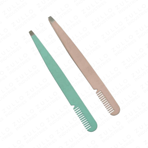 Pinzas para Cejas de Acero Inoxidable OEM con Punta Inclinada, Color y Logotipo Personalizados, Diseño de Garra Arqueada con Peine, Herramienta de Belleza y Cuidado Personal - Product Image 2