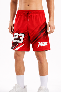 Pantalones Cortos de Baloncesto Rojos para Hombre, Sublimados, con Número Impreso, Cintura Elástica con Cordón, Uniforme de Práctica de Equipo, Fabricación por Contrato OEM - Product Image 2