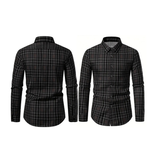 Camisa de Franela Clásica para Hombre en Color Negro con Contraste, Hecha a Medida con el Mejor Material y Tela Suave - Product Image 4