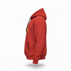 Sweat à capuche Rasheed Mfg Co pour homme, en molleton de coton rouge, coupe décontractée, avec poche avant, style streetwear, pull épais - Product Image 3