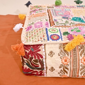 New Arrival Bohemian Floor <b>Cushions</b> <b>Indian</b> Pouf Square <b>Indian</b> Handmade Patchwork Vintage Square <b>Cushion</b> Cover Home Decorative - Product Image 3