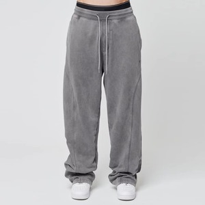 Custom Made Logo 100% Cotton Fleece Acid Wash Men Straight Mid <b>Joggers</b> High Quality Streetwear <b>Stacked</b> Men's Pants Washed - Product Image 1