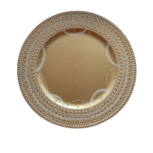 New style Round Gold Metal Charger <b>Plate</b> with Textured Edge Glam Design for Party Table Setting charger <b>plate</b> - Product Image 5