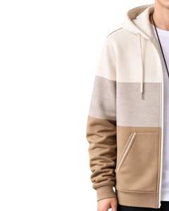 Sweat à capuche zippé personnalisé pour homme, beige et marron, en molleton de coton, style streetwear décontracté, veste d'hiver, fabricant sur mesure - Product Image 4