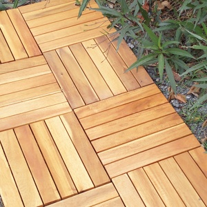 Plancher de terrasse en acacia, dimensions 30 x 30 cm, antidérapant, imperméable, facile à installer, décoration de jardin, terrasse, cour arrière, résistant aux intempéries - Product Image 4