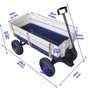 Chariot tout-terrain d'extérieur avec pneus gonflables, chariot de jardin avec barrière en bois, chariot à main et chariot à roulettes - Product Image 6