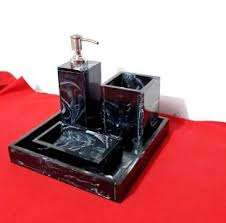 Ensemble de salle de bain de luxe en résine onyx, collection d'accessoires de salle de bain élégants - Product Image 5