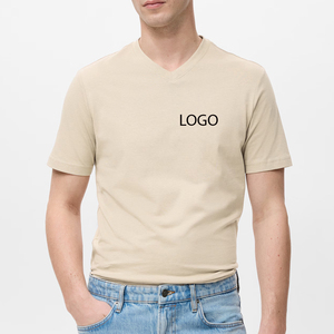 Chemise en coton pour homme à col en V, couleur unie, coupe décontractée, pour un usage quotidien, avec logo personnalisable / Design décontracté avec matière douce - Product Image 1