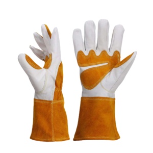 Gants de soudage TIG robustes en cuir pleine fleur et croûte de cuir, résistance à la chaleur, protection anti-coupure, protection des mains et des bras - Product Image 1
