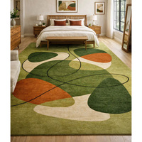 Living Room Decorative Area Rug Hand Tufted Wool Carpet PET Friendly Floral Pattern Modern Design Medium Thickness Kids Learning