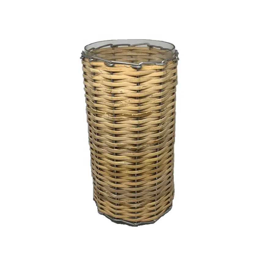 Hot-Selling Plain und Natural Bamboo gewickeltes zylindrisches Glas Hochwertiges hand gefertigtes dekoratives Mehrzweck-Kerzen-Votiv