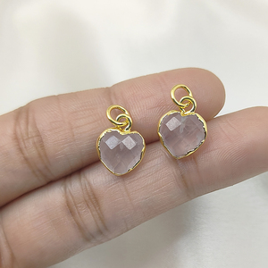 <b>Heart</b> Shape <b>Rose</b> <b>Quartz</b> Gemstone Charm Pendant 925 Silver Bezel Setting Trendy Style Unisex Jewelry for Everyday Wear Party - Product Image 2