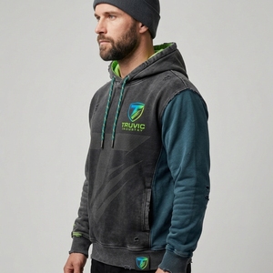 Hoodie déchiré uni, Hoodie Distress avec logo personnalisé, Hoodie déchiré pour homme, pull oversize déchiré, en molleton rose, en coton, à capuche - Product Image 4