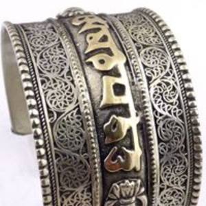 Tibetan Mantra Wide <b>cuff</b> Bangles - Product Image 1