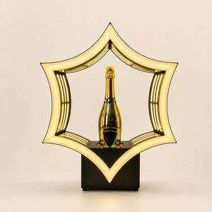 Moderno Soporte de Exhibición Hexagonal de Hierro y Acrílico con LED, Presentador de Botellas <span class=keywords><strong>VIP</strong></span>, Soporte Luminoso para Botellas de Vino para Bar, KTV, Discoteca - Product Image 2