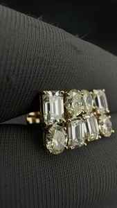 Moissanite Diamond Emerald and Oval Cut Designer <b>Studs</b> <b>Earrings</b> For Women's Jewelry 925 <b>Silver</b> Fine Classic Gift For Partner - Product Image 4