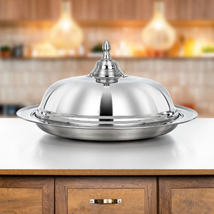Cloche alimentaire ronde en acier inoxydable à prix abordable pour la maison, la cuisine, la table, la restauration, avec couvercle. - Product Image 6
