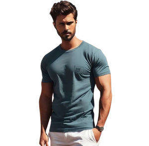 Camiseta de Hombre de Lujo, Estilo Vintage, Transpirable, de Algodón y Fibra de Bambú, Cuello Redondo, con Logotipo Personalizado, Talla Grande - Product Image 1