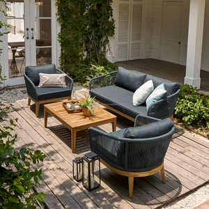 Teak Wood Solid Wood Outdoor Garden Set 4 Seater Contemporary Style Weather Resistant Furniture for Patio <b>Balcony</b> Courtyard - Product Image 1