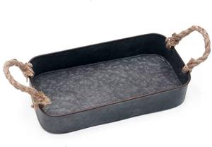 Plateau de service en métal galvanisé robuste, idéal pour le petit-déjeuner, le brunch et les collations, magnifiquement conçu par KRAFT WORLD. - Product Image 3