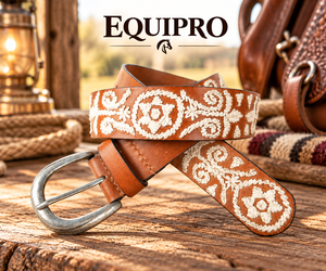 Cinturón de Cuero Bordado Estilo Bohemio Equipro con Hebilla de Aleación y Diseño a Rayas, Estilo Casual, Resistente, Polo, 3.5cm de Ancho, 110cm - Product Image 2