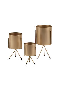 Venta caliente Juego de calidad premium de 3 macetas cilíndricas de metal con soporte de trípode - Product Image 5