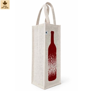Laminated Natural Jute Wine <b>Bottle</b> Gift <b>Bag</b> Wine Gift Packaging 35x31x11 cm Custom Logo Wholesale OEM Private Label Model SS149A - Product Image 3