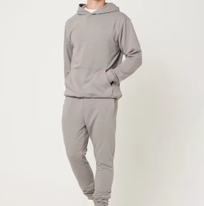 Men’s Taupe Hoodie Tracksuit Set – <b>Plain</b> <b>Sweatshirt</b> Jogger Set Custom Logo Minimalist Casual Sportswear Two Piece - Product Image 3