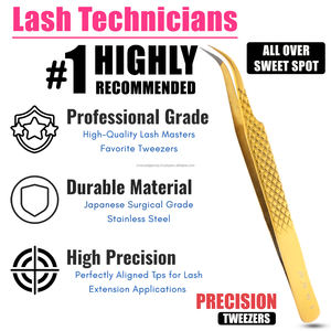 Pince à épiler professionnelle à 90 degrés pour extensions de cils, en acier inoxydable et à pointe en fibre, outil de beauté - Product Image 3