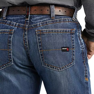 Jean déchiré pour homme grande taille, coupe droite, taille mi-haute, délavé, écologique, séchage rapide, léger, 100 % coton - Product Image 4