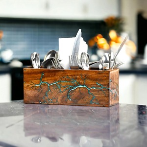 Porte-cuillères et fourchettes en bois, idéal pour la cuisine, design moderne, fait main, organisateur de couverts durable, vente en gros depuis l'Inde - Product Image 6