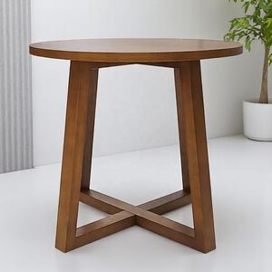 Table d'appoint compacte ronde en bois Table d'appoint en bois de caoutchouc massif Mobilier OEM écologique Fabriqué au Vietnam quantité minimale de commande flexible - Product Image 1