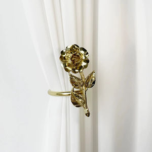 Elegante Sujetador de Cortina en Forma de Rosa Dorada, Lujoso Sujetador de Cortinas Ideal para Decoración de Interiores de Sala de Estar y Dormitorio - Product Image 1