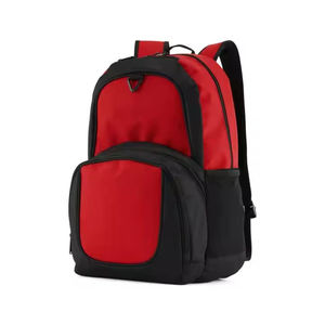 Mochila de Nailon Roja con Respaldo de Malla Transpirable y Cierre de Cremallera para Uso Casual Multifuncional - Product Image 1