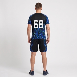 Camiseta de Fútbol Personalizada Negra y Azul con Nombre y Número Personalizados y Pantalones Cortos a Juego - Product Image 3