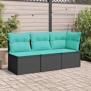 Sofá Individual de Jardín en Ratán Sintético Negro con Acero con Recubrimiento en Polvo, Muebles de Exterior Duraderos y Elegantes - Product Image 3