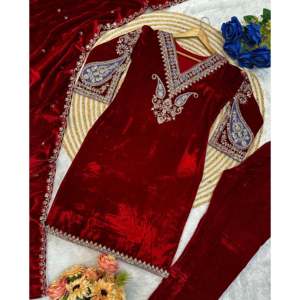 Conjunto de Top, Pantalón y Dupatta de Fiesta para Mujer con Elegante Bordado - Product Image 4