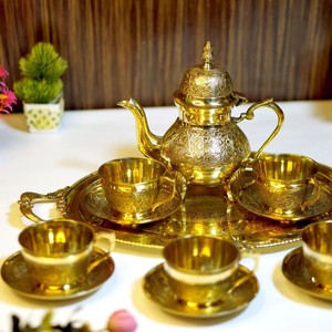 Brass Etched 14Pc Tea Kettle <b>Set</b> - Product Image 5