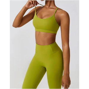 WOJIEER Ensemble de yoga 3 pièces uni pour femme, personnalisé, sans couture, haute élasticité, écologique, séchage rapide, vêtements de sport pour la course à pied - Product Image 3