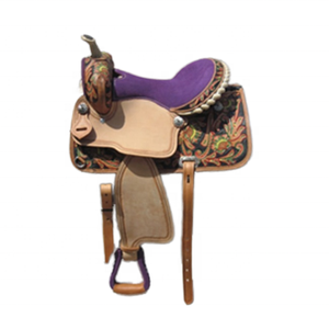 Selle de cheval western en cuir véritable faite à la main, ornements sculptés indiens, ferrures en laiton durables, meilleur prix pour les commandes en gros - Product Image 1